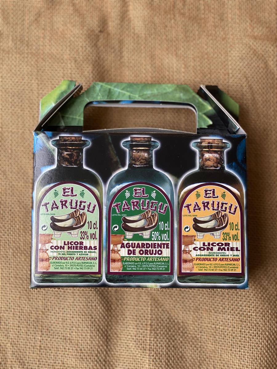 ESTUCHE 3 BOTELLAS ORUJO 10cl  “EL TARUGU” | 366 | Productos típicos de cantabria